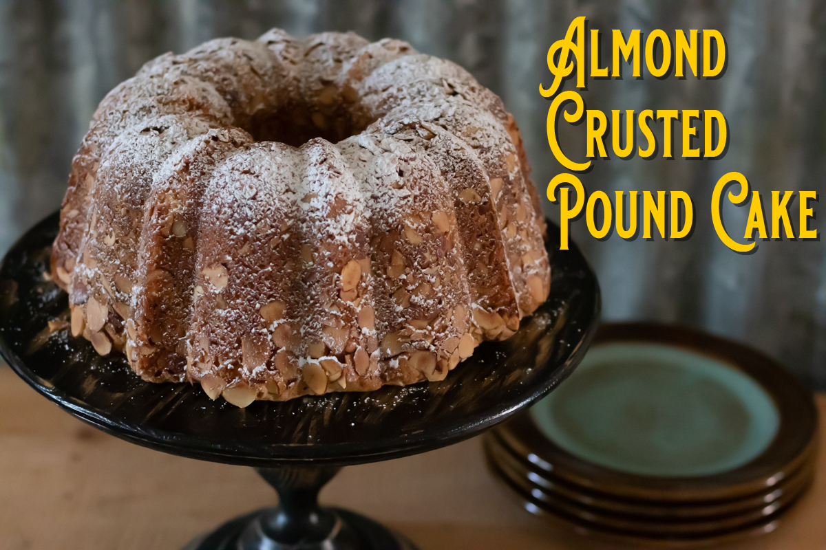 Almond crusted pound cake title