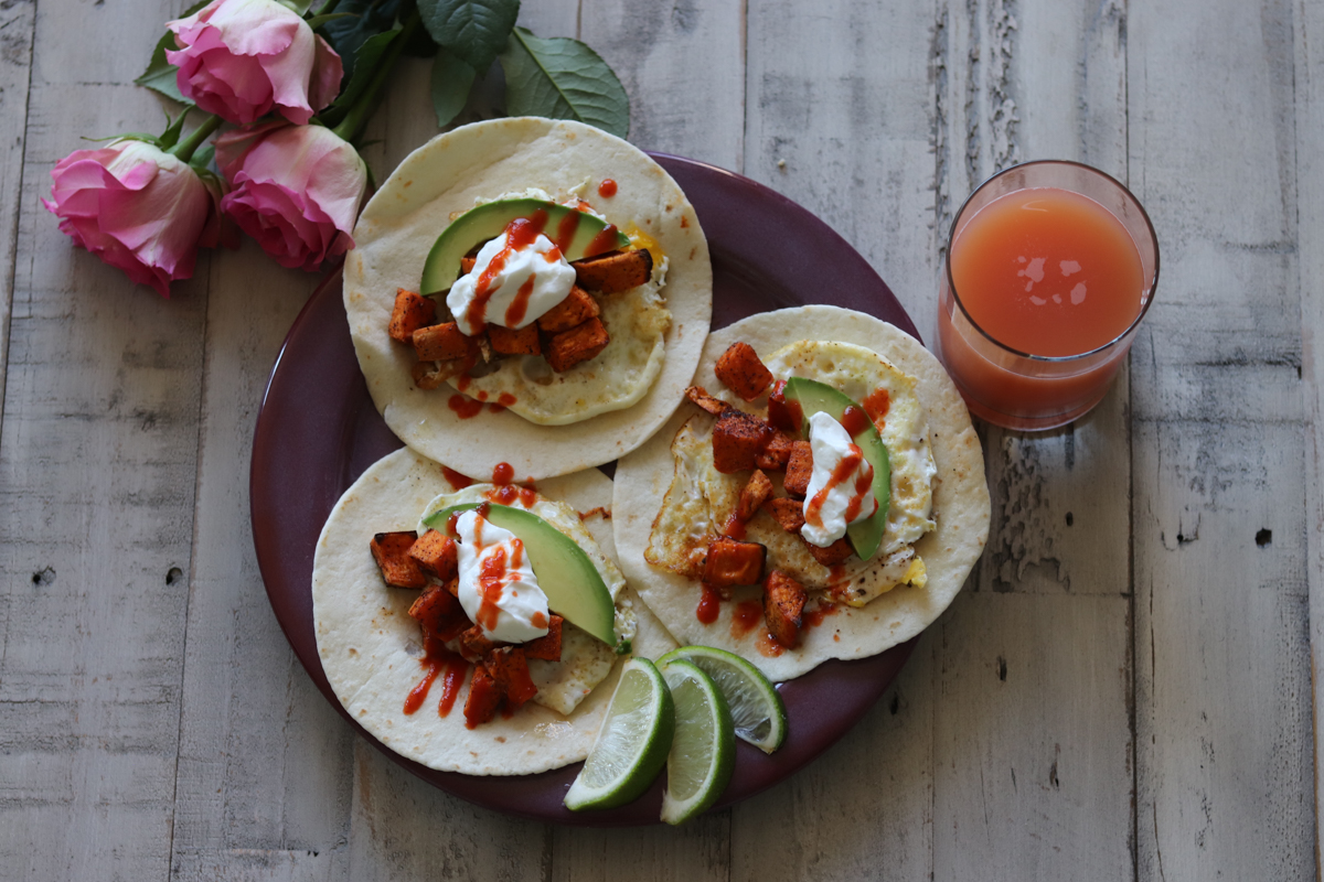 Mexican-Style Breakfast Tacos with Spiralized Sweet Potatoes