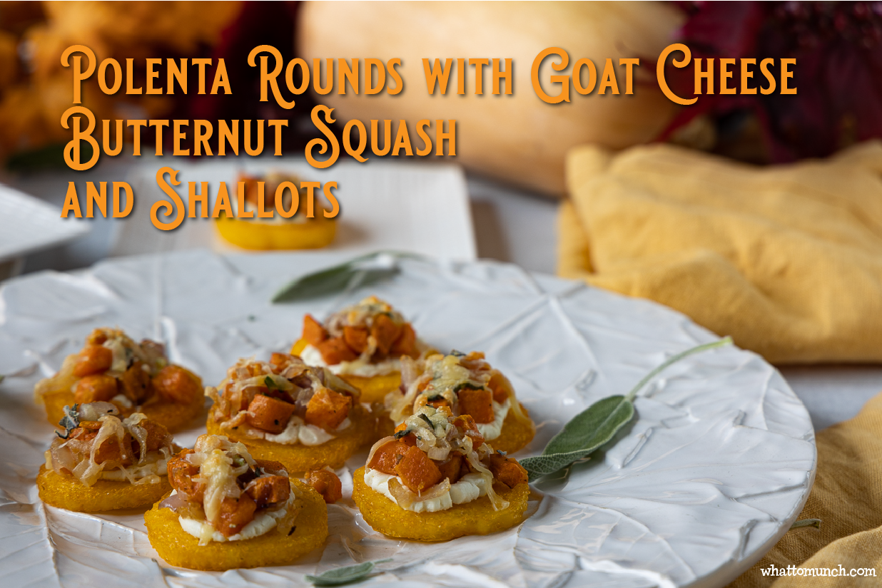 Polenta rounds with goat cheese butternut squash and goat cheese